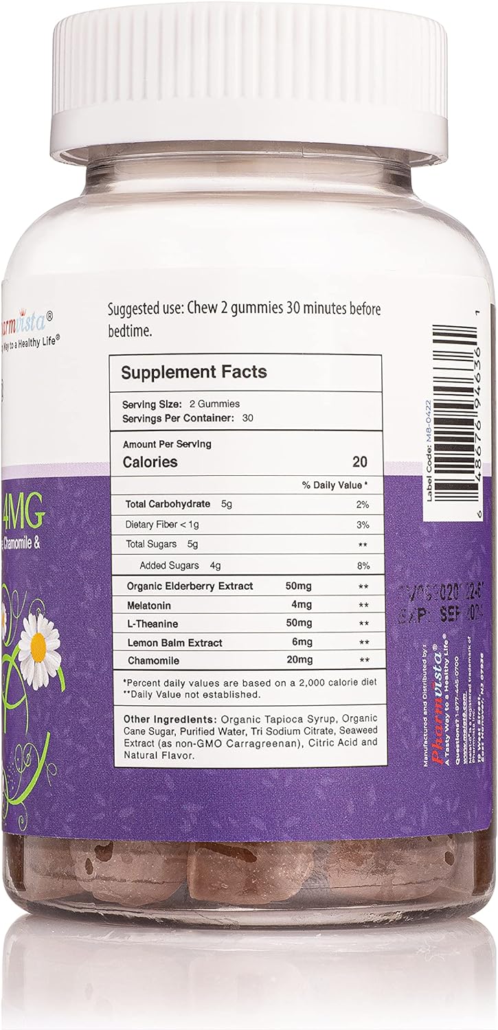 Gomitas para apoyo al sueño 4 mg, saúco, teanina, manzanilla