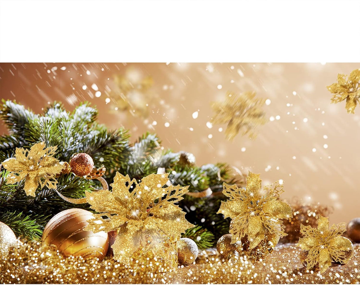 Flores Poinsettia Artificial Boao 24 Piezas para Decoración