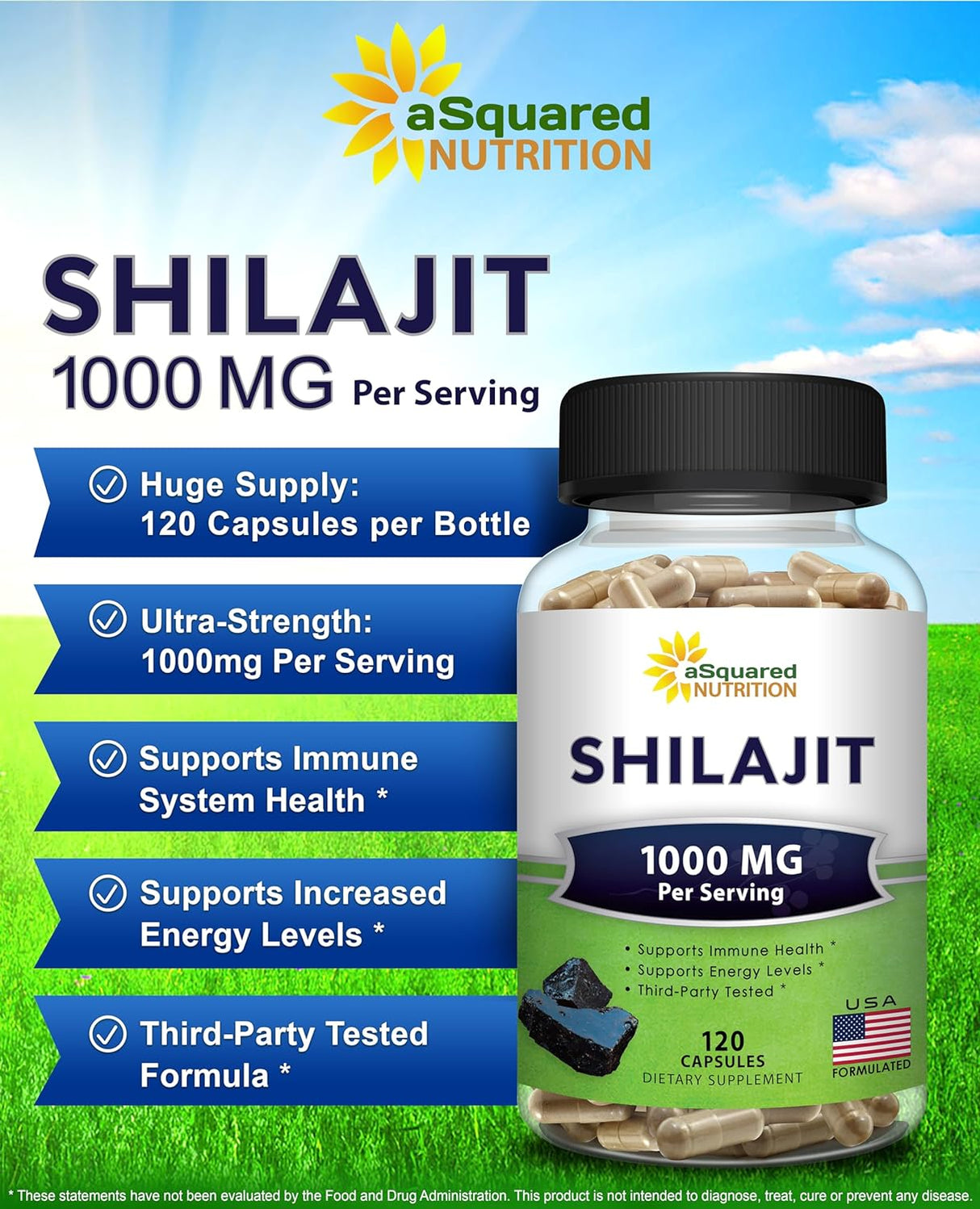 Suplemento Nutrition extracto puro Shilajit 1000mg - 120 cáp