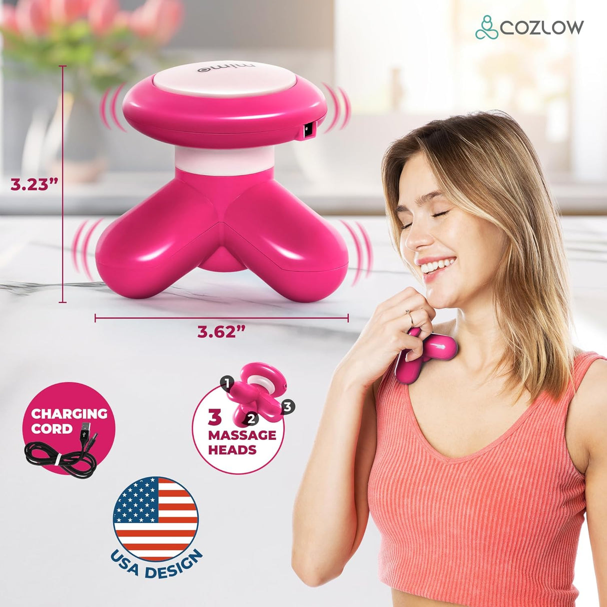 Masajeador de Mano Mini - Potente Vibración - 2 Modos de Poder