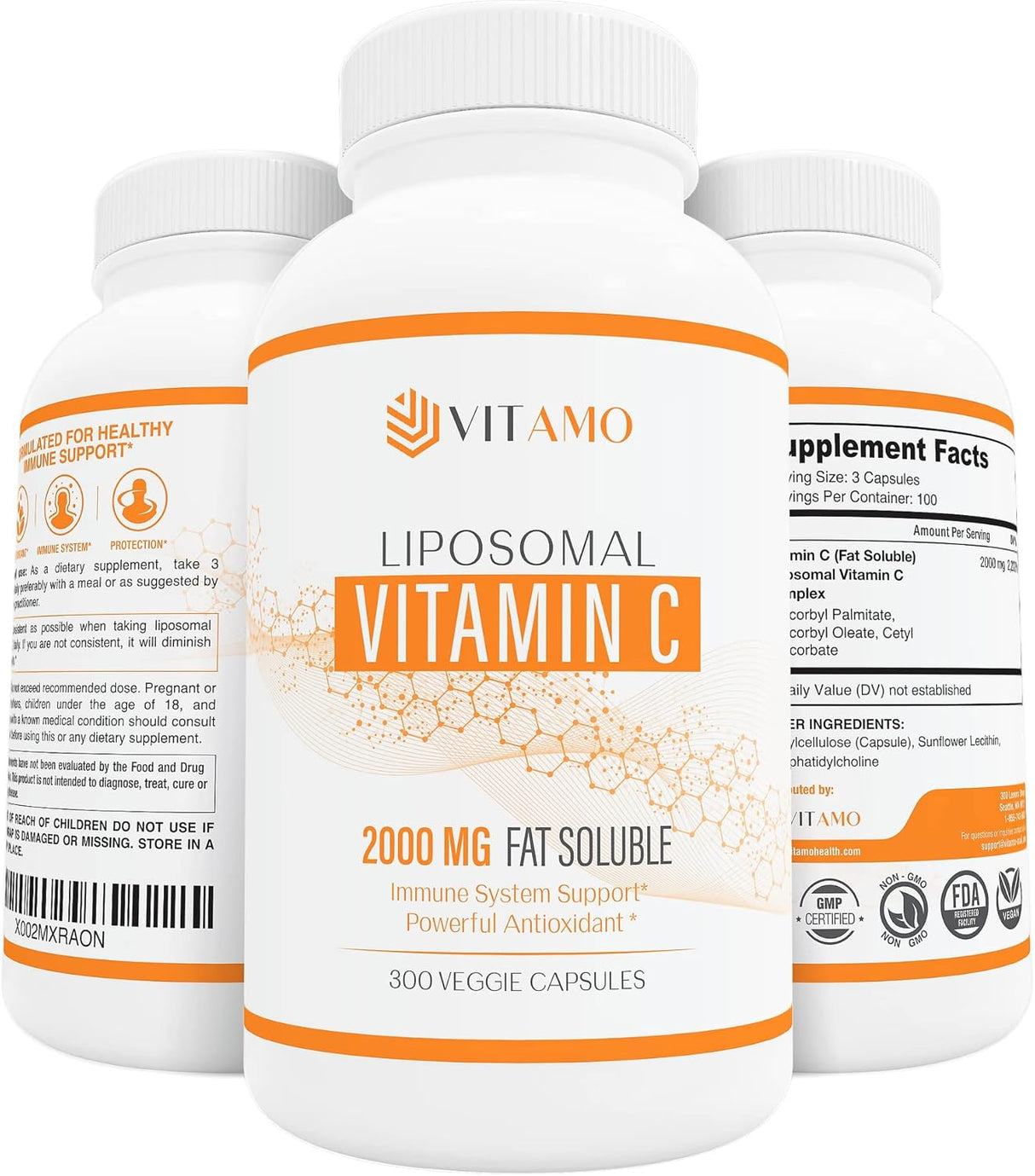 Vitamina C liposomal premium 2000 mg 300 cápsulas sin OMG