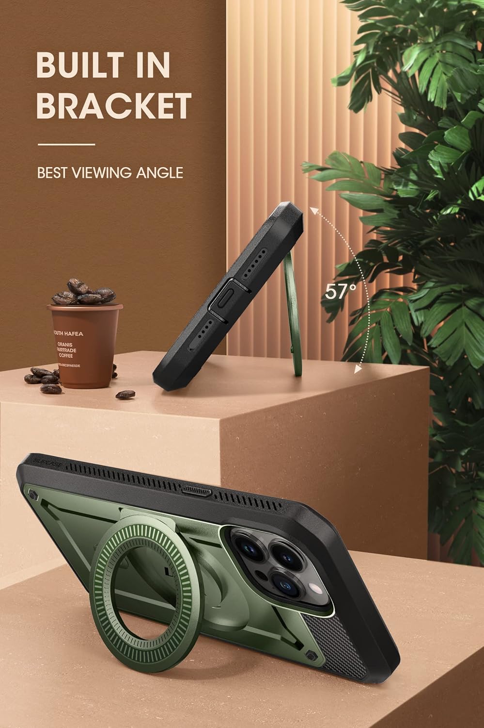 SUPCASE Unicorn Beetle Pro Mag - Funda para iPhone 13 Pro Max (versión 2021) de 6.7 pulgadas, compatible con MagSafe de cuerpo completo con protector de pantalla integrado y soporte (Guldan)