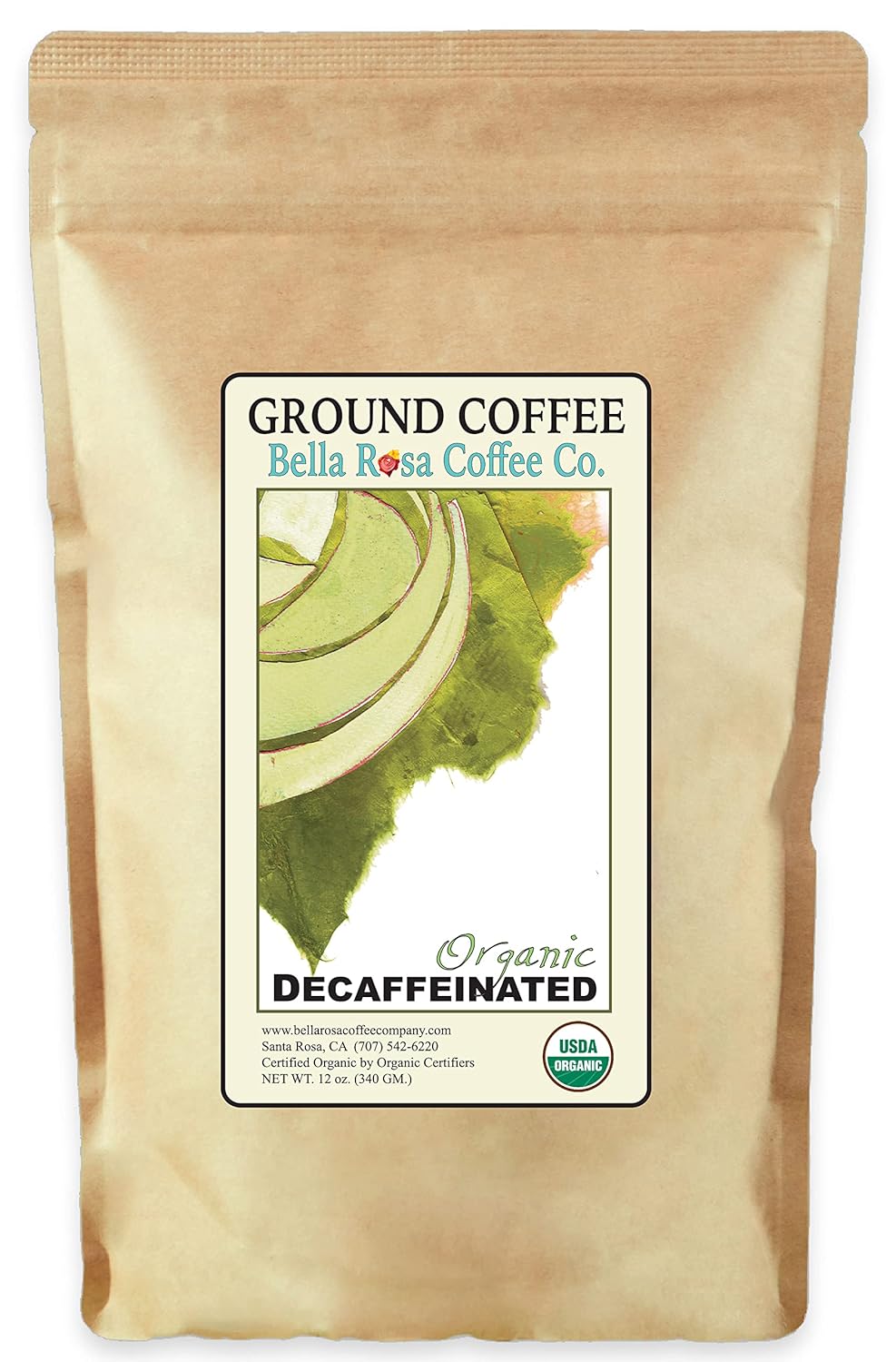 Café Orgánico Decaf Molido, Tostado Oscuro, 12 oz, 1 Bolsa