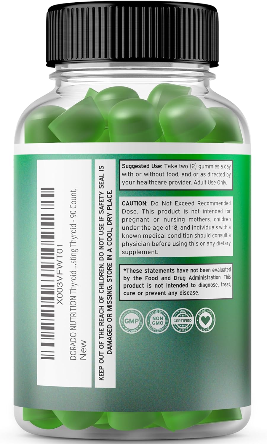 Gomitas de apoyo a la tiroides con yodo y algas marinas 90u