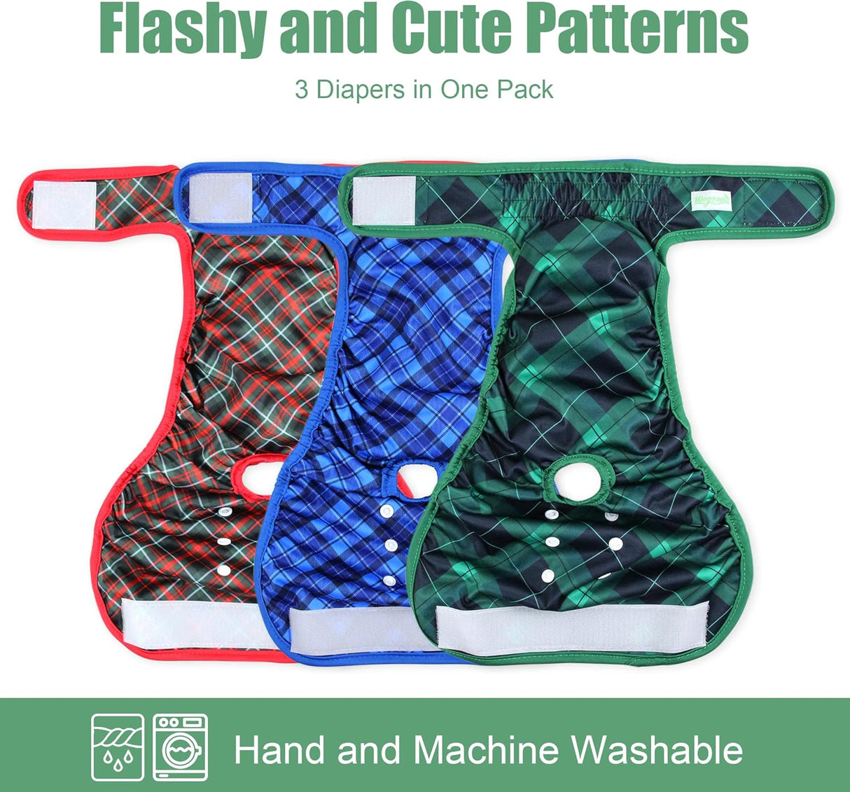 wegreeco Pañales lavables para perras (paquete de 3), pañales