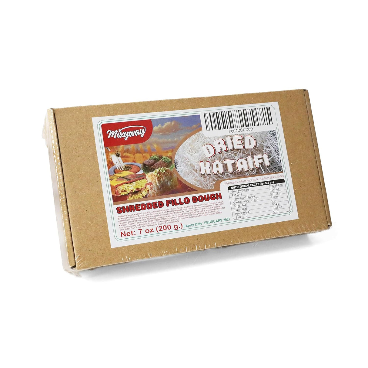 Kataifi Masa Filo 200g para Dulce Knafeh Dubai, Caja Cardboard