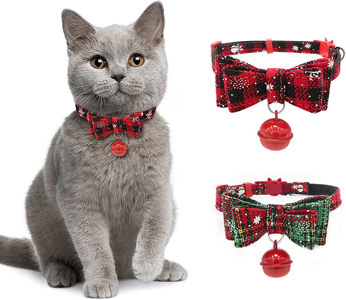 Disfraces Juego de 2 collares de gato de Navidad talla única
