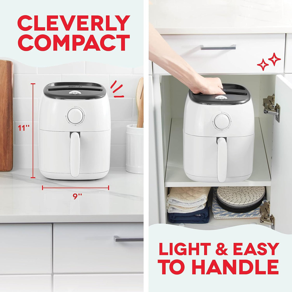 Freidora de Aire DASH Tasti-Crisp™, 2.6 Qt., 1000-Watt, Compacta