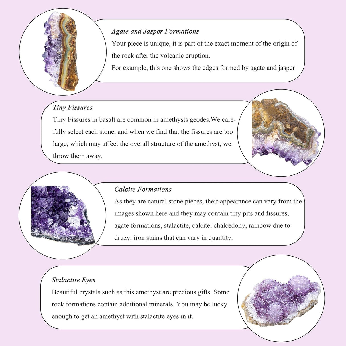 Jovivi Racimos de amatista, geoda de amatista natural en bruto