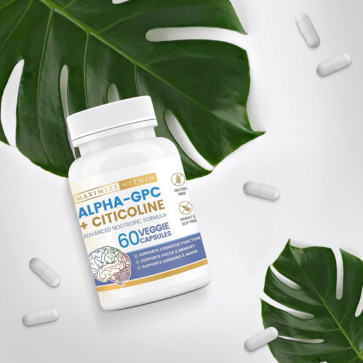 Alpha GPC + Citicolina 1600mg Mejora Cognitiva, Memoria y Energía