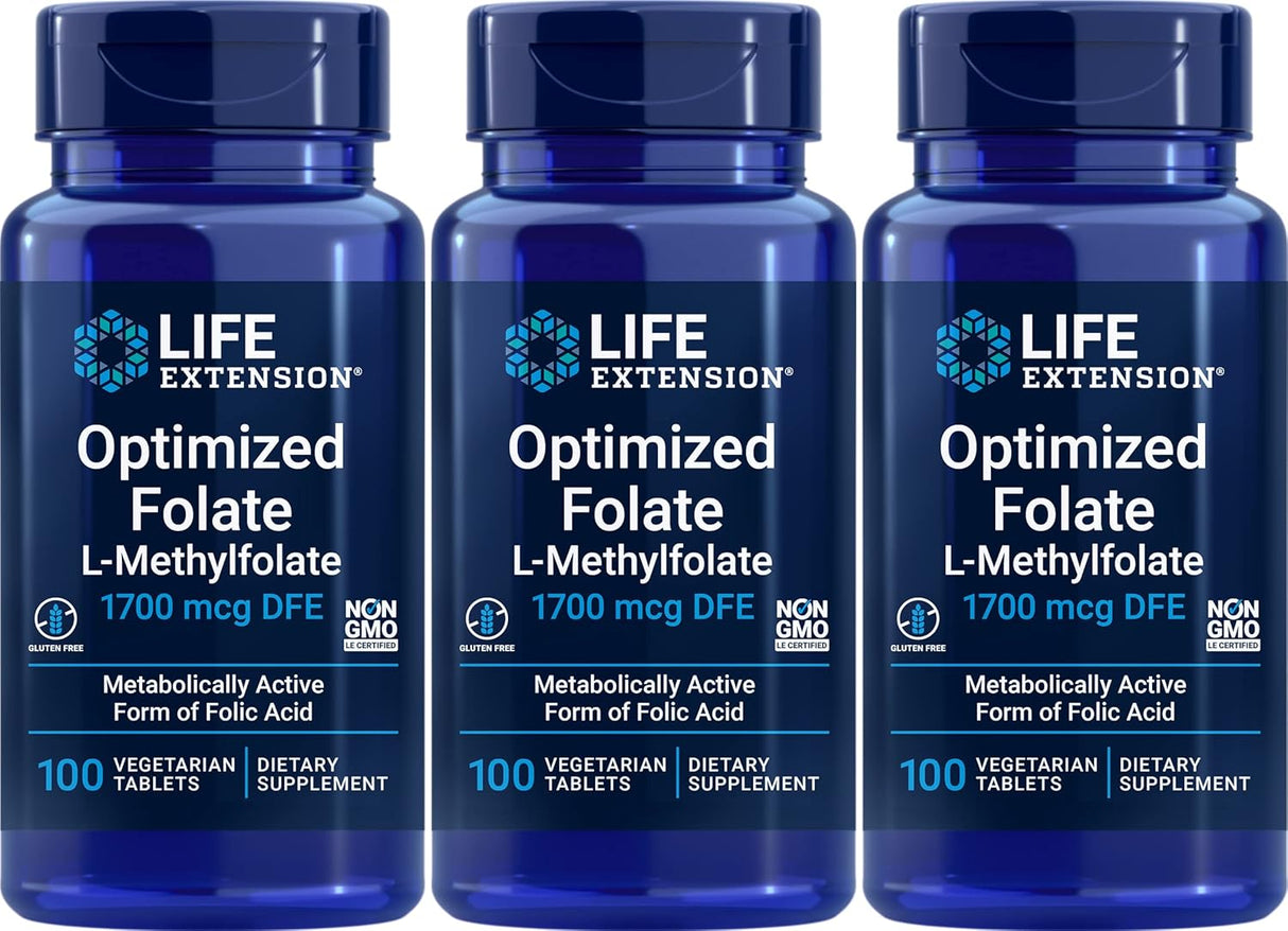 Suplemento Life Extension Folato optimizado 1700 mcg DFE