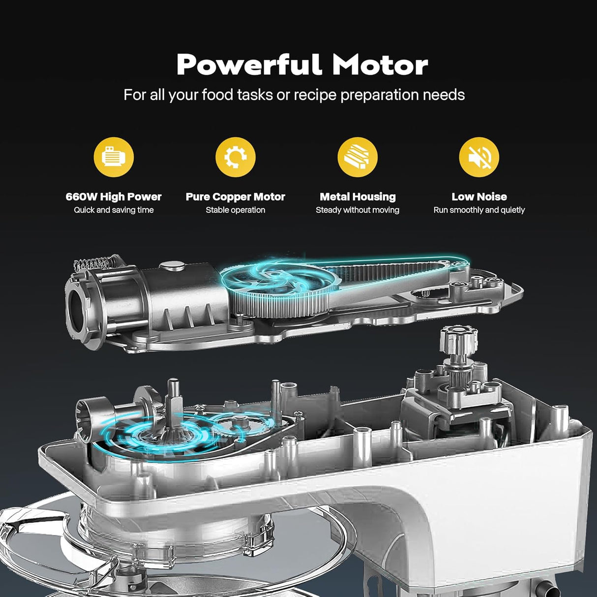 Batidora de pie VIVOHOME 7.5L 660W 6 velocidades, modelo 2023