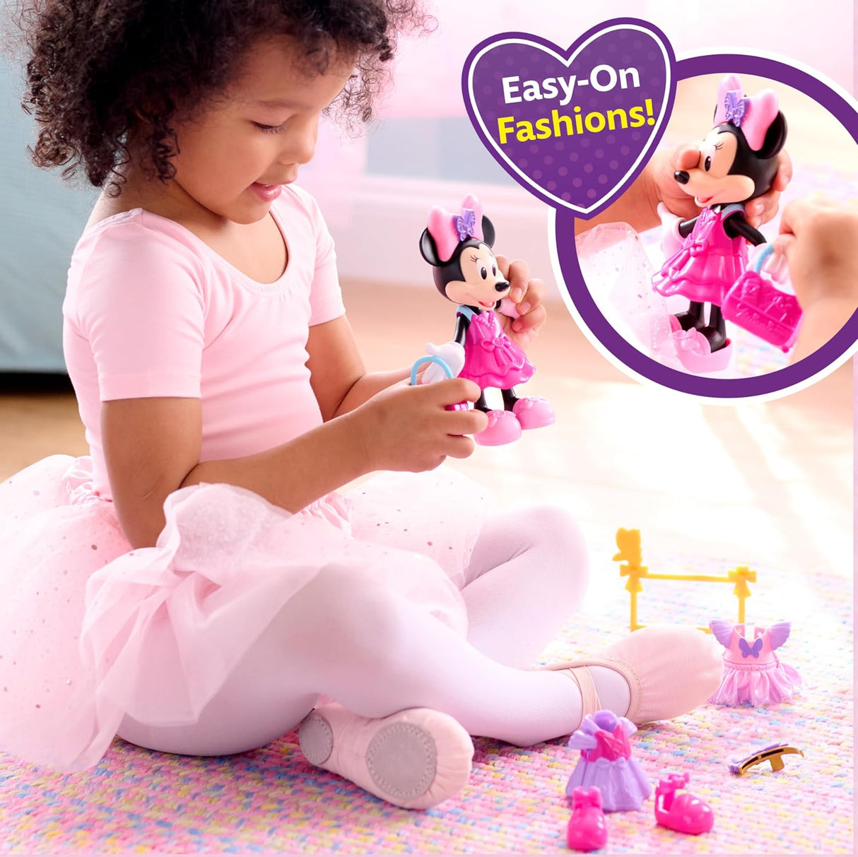 Muñeca Minnie Mouse Ballerina, Just Play, 13 accesorios, 3+ años