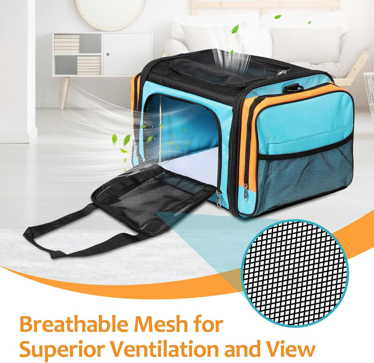 Transportador grande para 2 gatos, suave, colapsable, 23x13