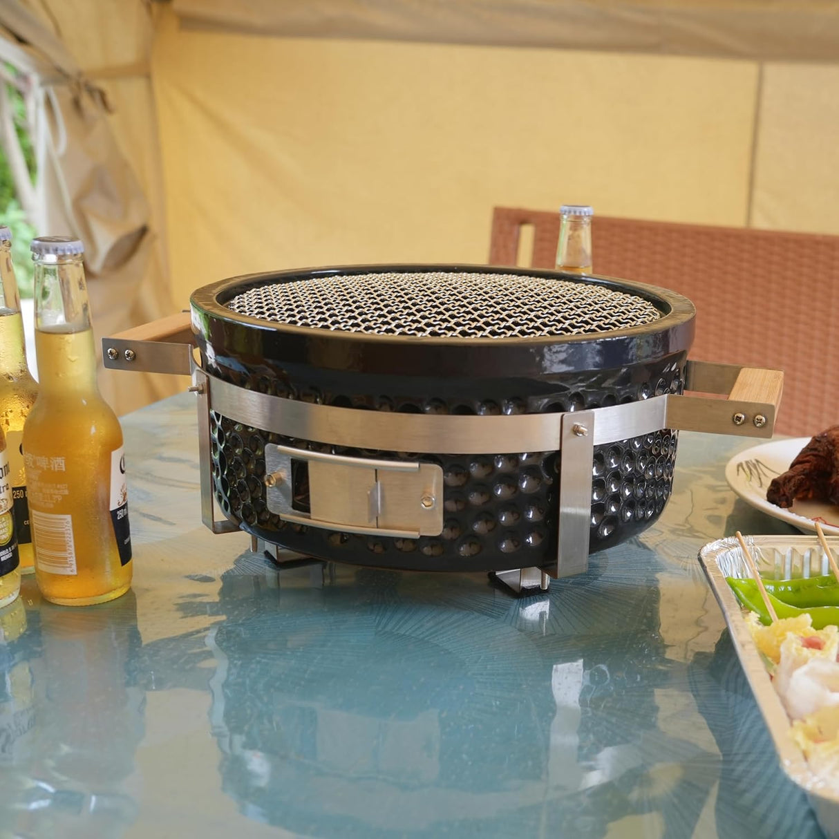 Parrilla Yakitori de Cerámica, Hecho a Mano, 14” - Grill Japonés