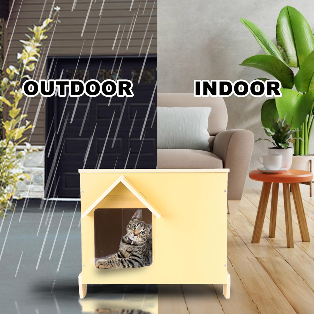 Casa para Gatos Exterior, Refugio Feral, Aislada, Modelo Mejorado