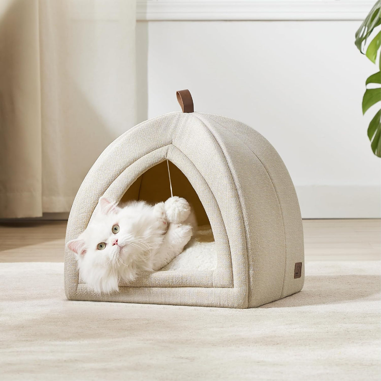 Cueva para Gatos Bedsure - 2 en 1, Suave y Plegable, 16