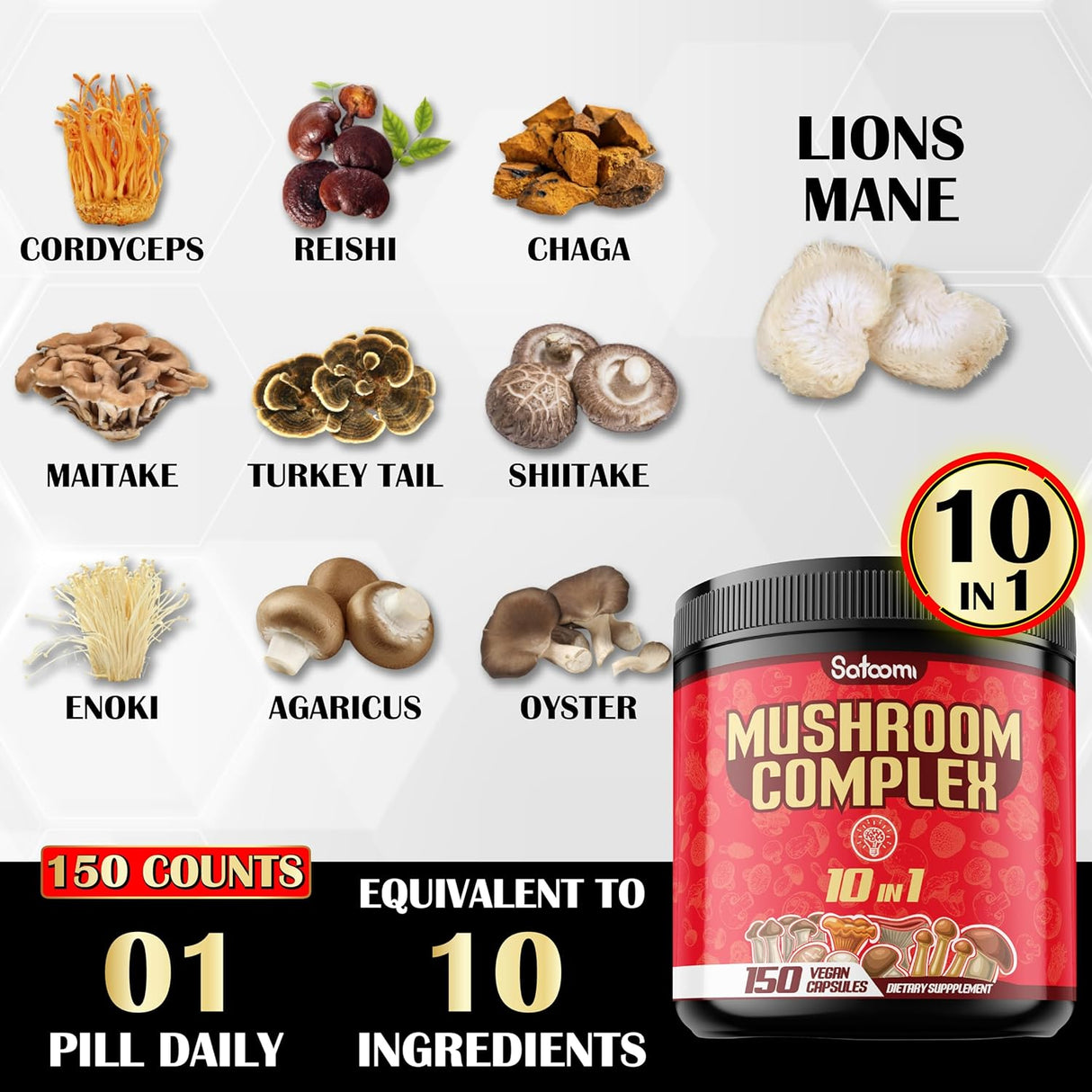 Suplemento 10en1 Complejo de Hongos - Apoyo Cerebral