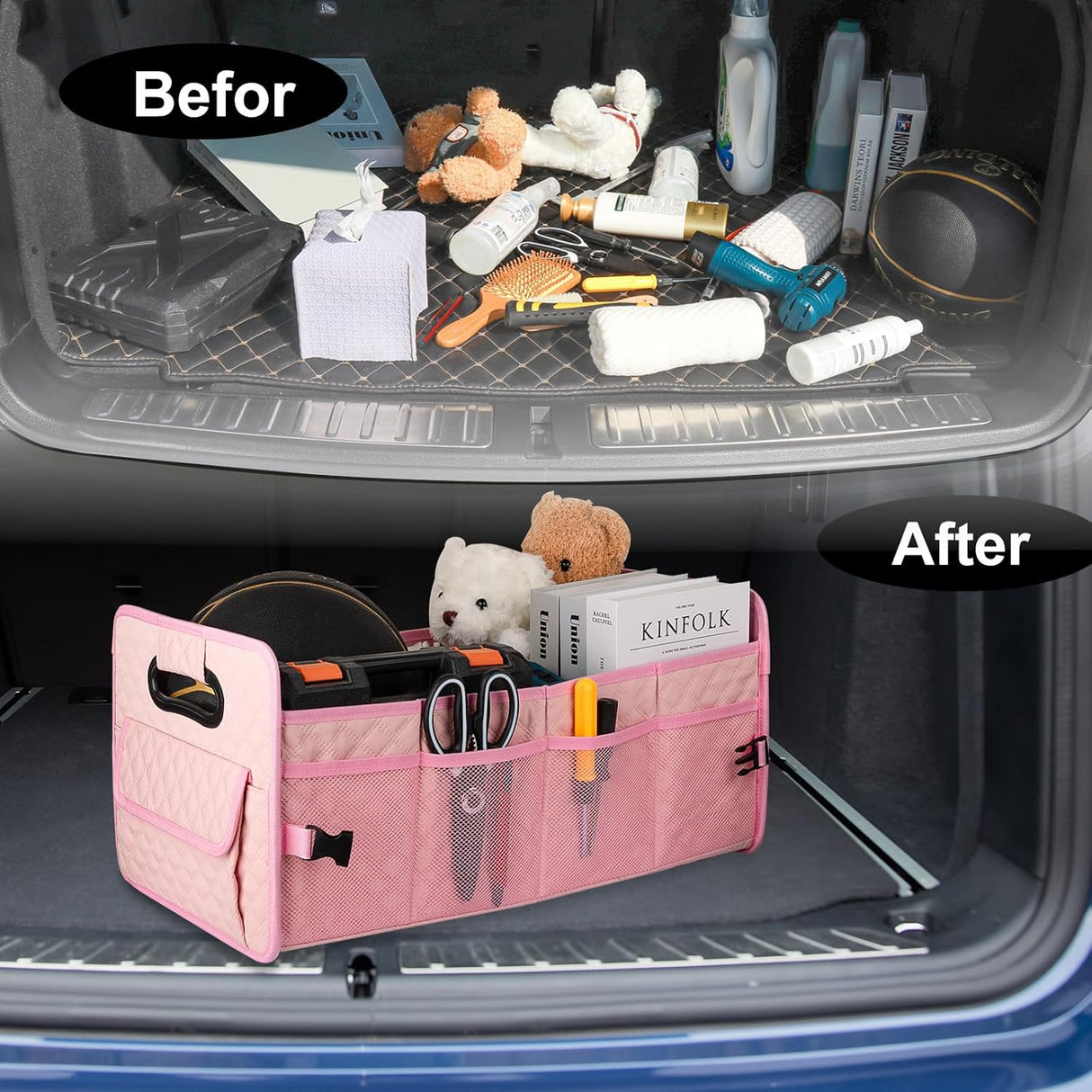 Organizador de Maletero JiatuA, Contenedor Plegable Multi Compartimentos