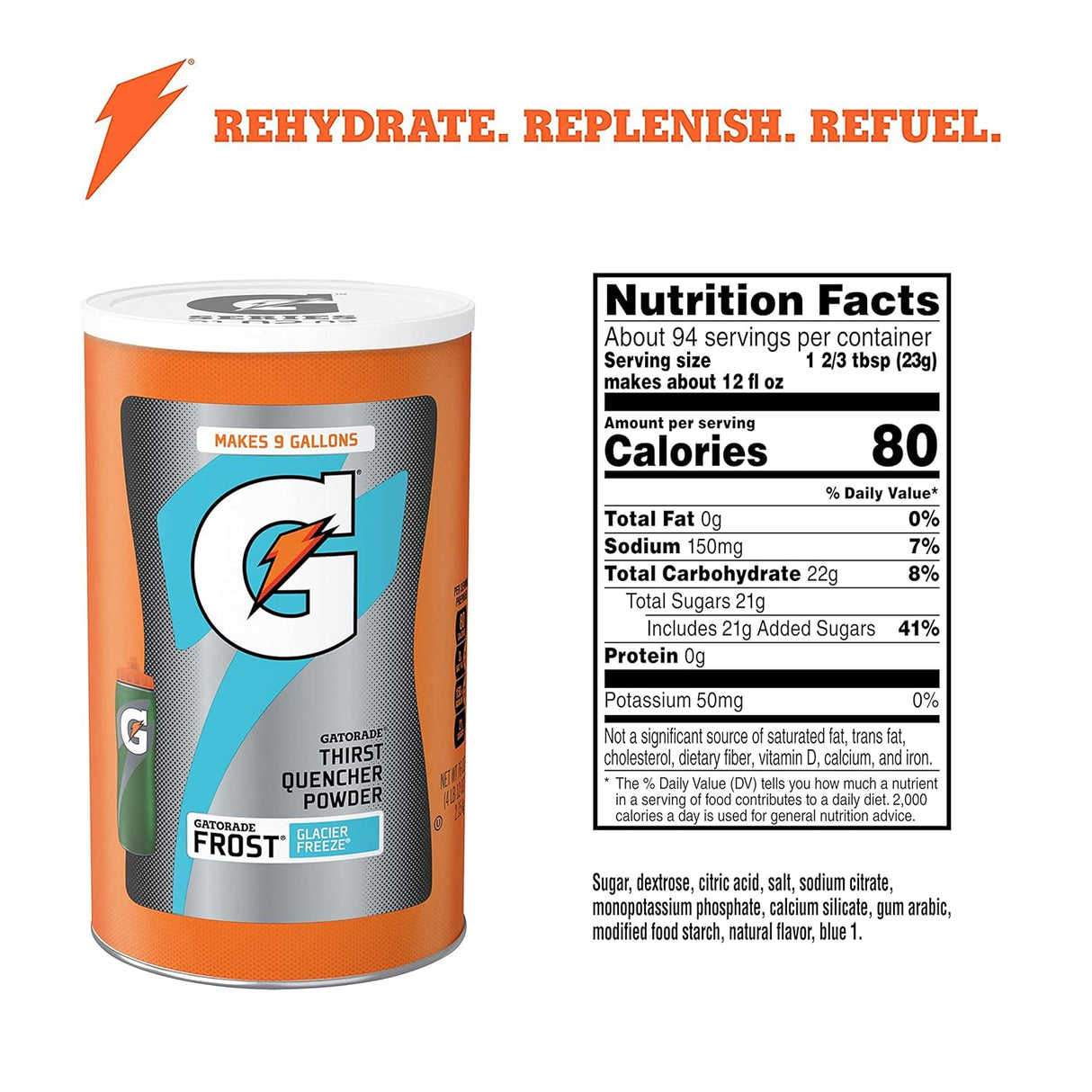 Gatorade Polvo Bebible, Gatorade, Sabor Glacier Freeze, 76.5 oz
