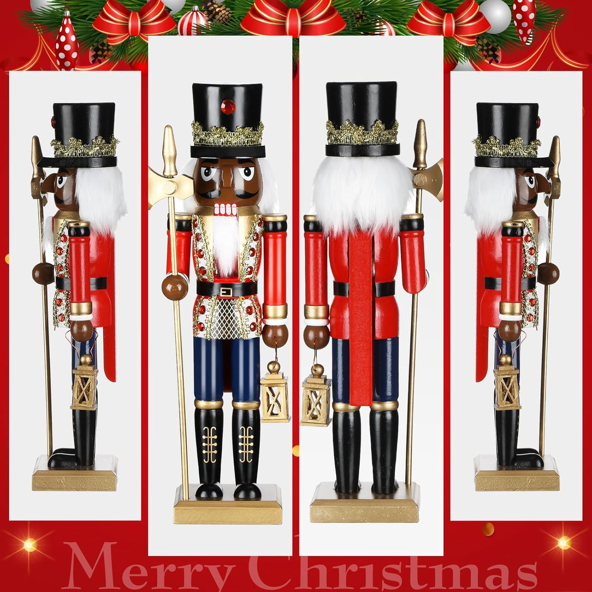 Figuras de Navidad Nutcracker de Wettarn, 14 pulgadas, madera