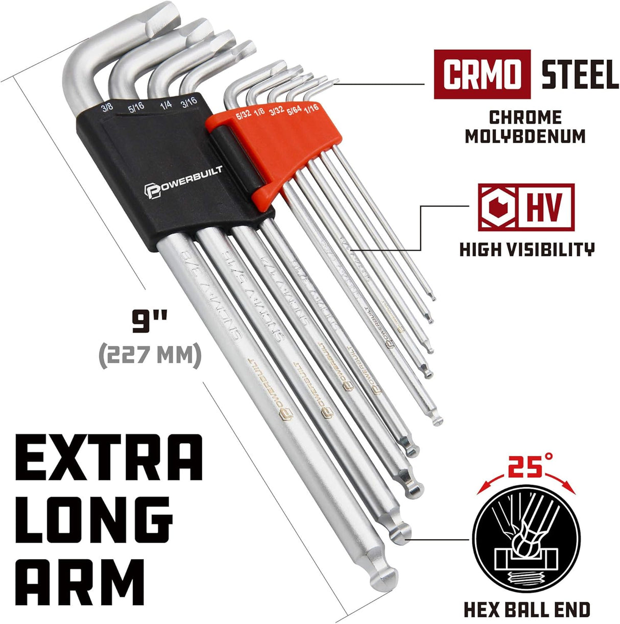 Juego de Llaves Hexagonales SAE Powerbuilt, 9 Piezas, 240096