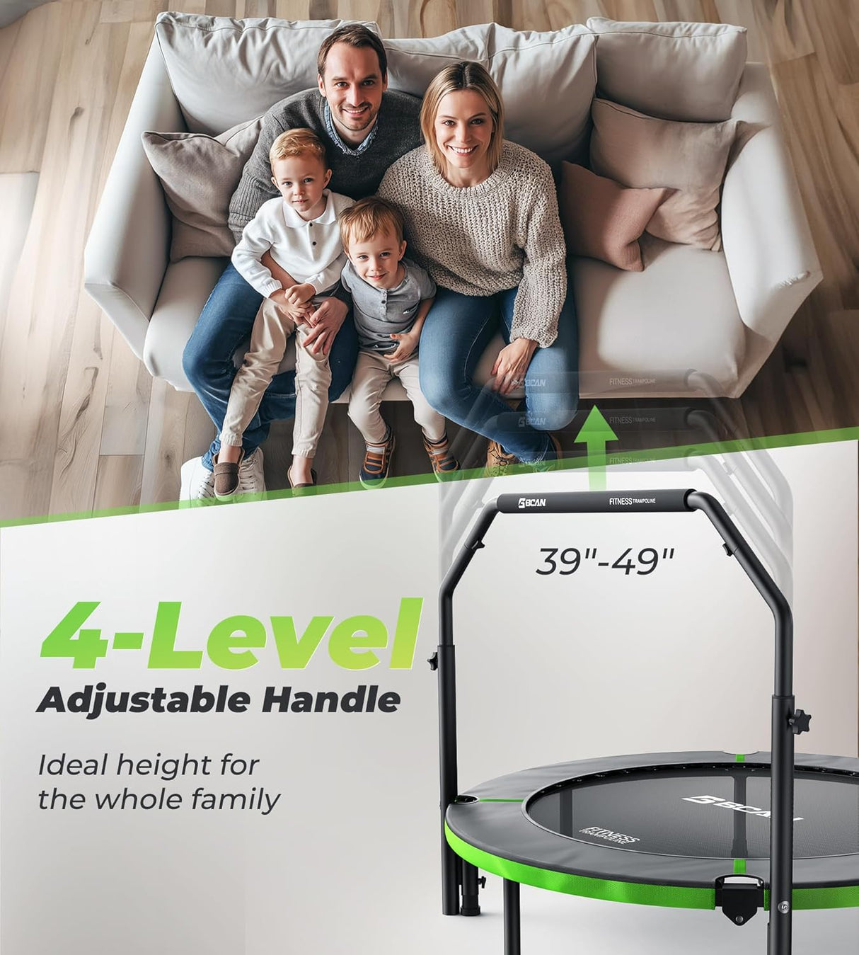 Trampolín Plegable BCAN 40/48 con Mango Ajustable 330lbs/440lbs