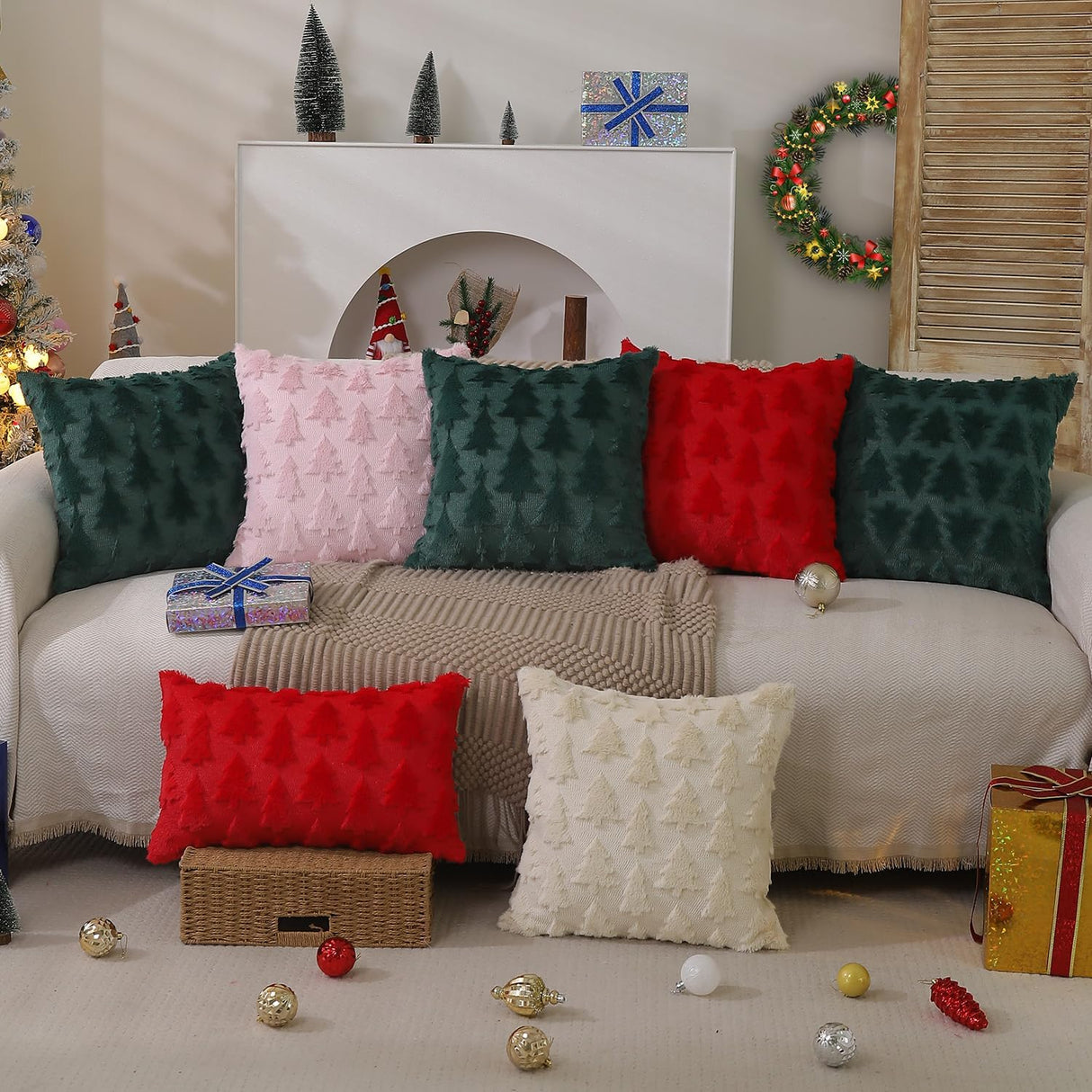 Cojines navideños DFXSZ 18x18, suave pelaje falso, modelo PTK009A18