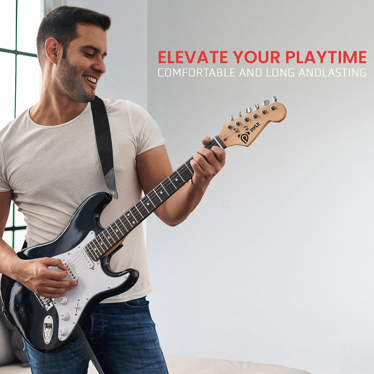 Correa de guitarra Pyle antideslizante y ajustable eléctrica