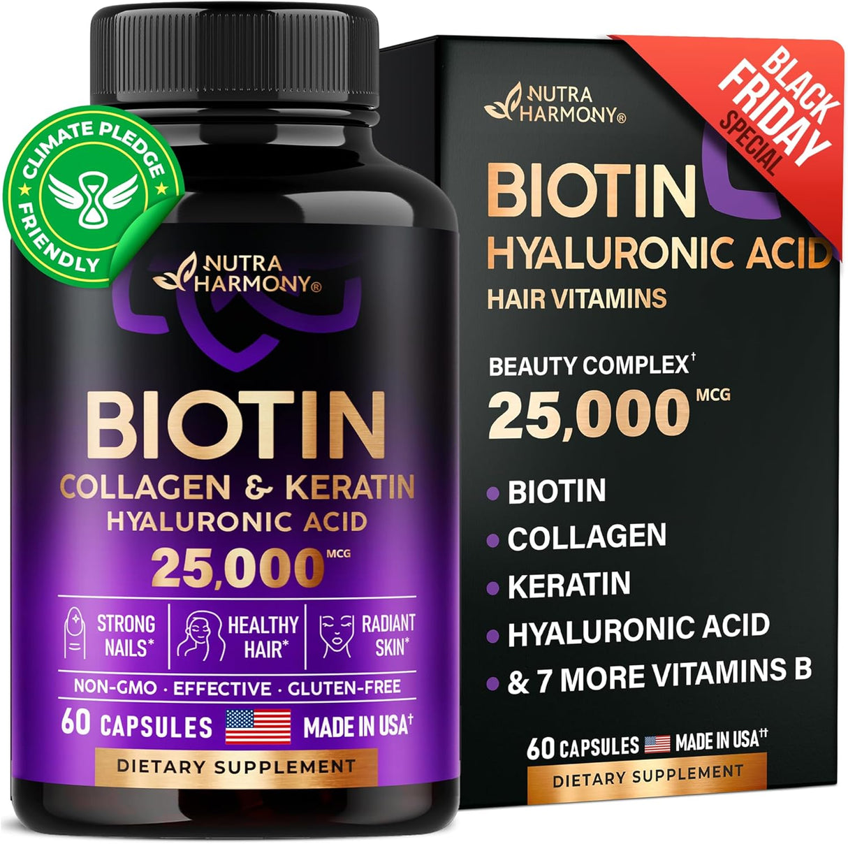 Vitaminas de biotina con colágeno y queratina suplemento