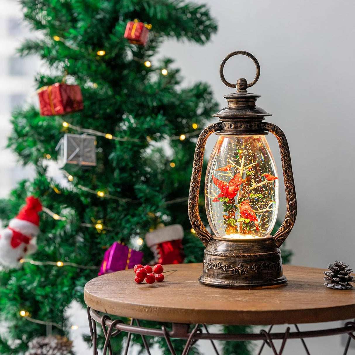 Lanterna Musical de Copos de Nieve Cardinals, USB/Batería, 12