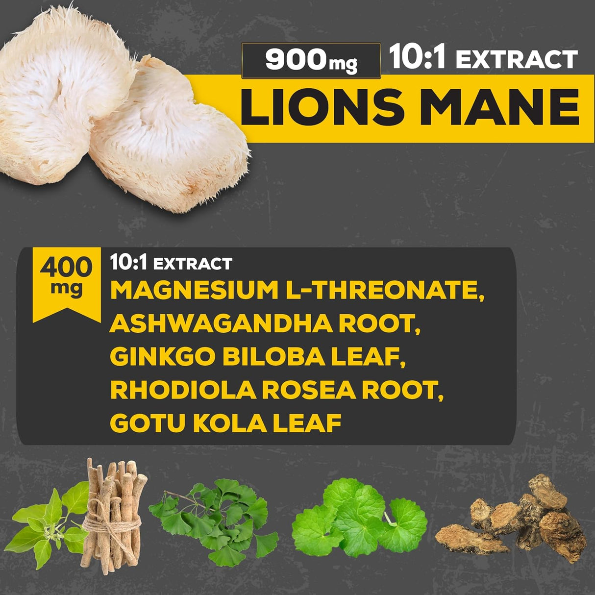 Cápsulas de suplemento de melena de león con L-treonato