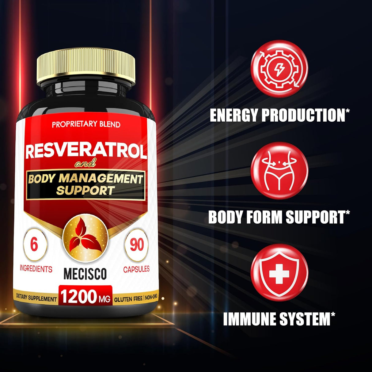 Suplemento de resveratrol trans con semilla de uva 90 und