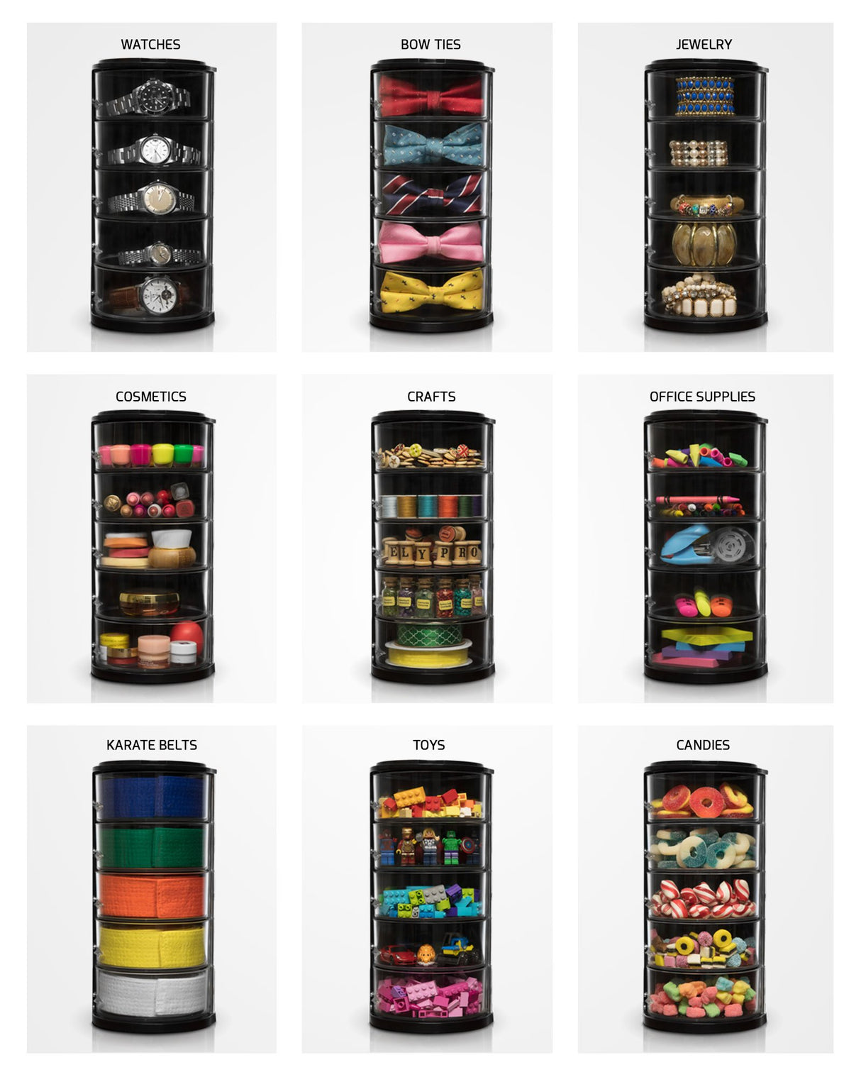 Organizador de cinturones organizador de acrílico y pantalla