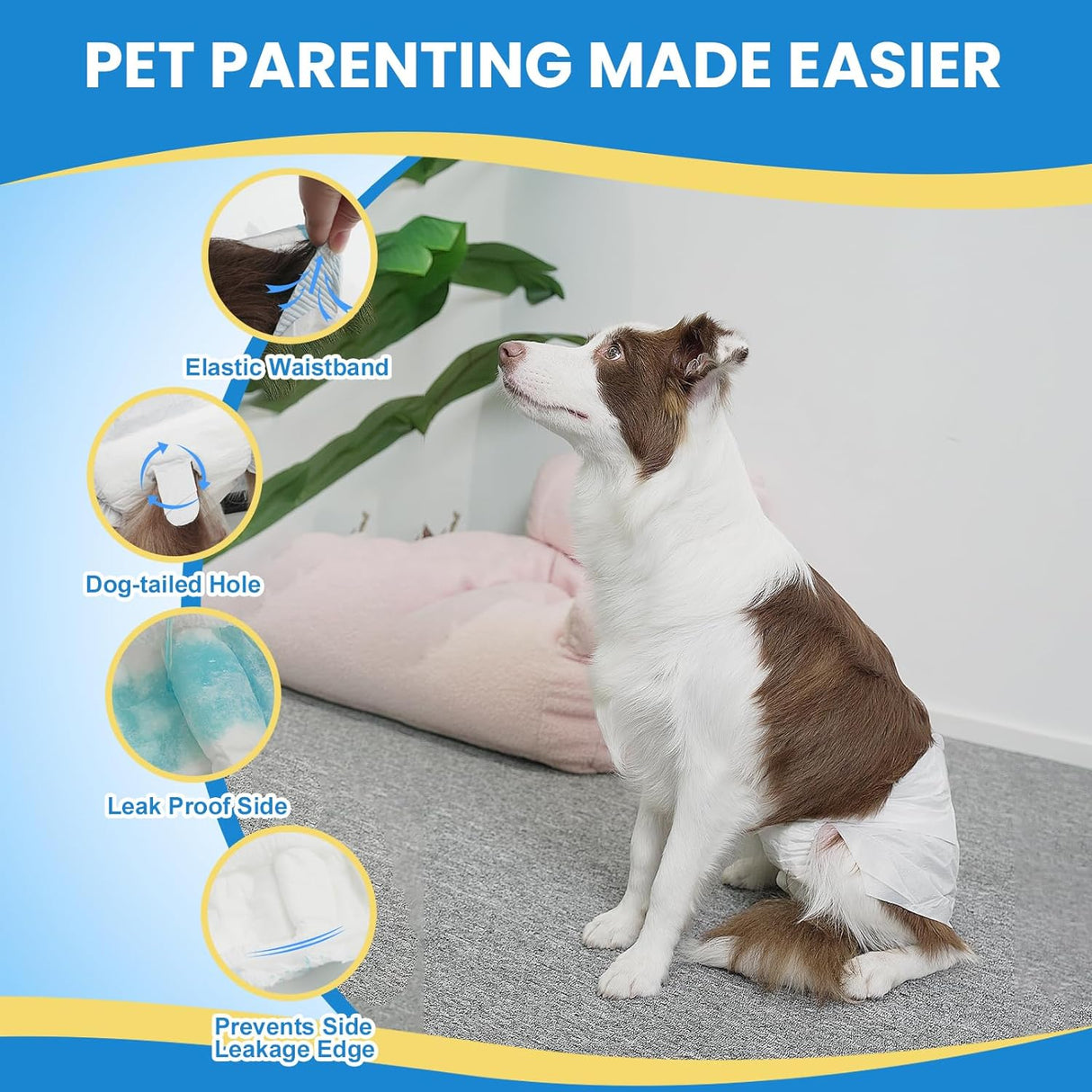 IMMCUTE Pañales para perras,30unidades,pañales súper absorbentes