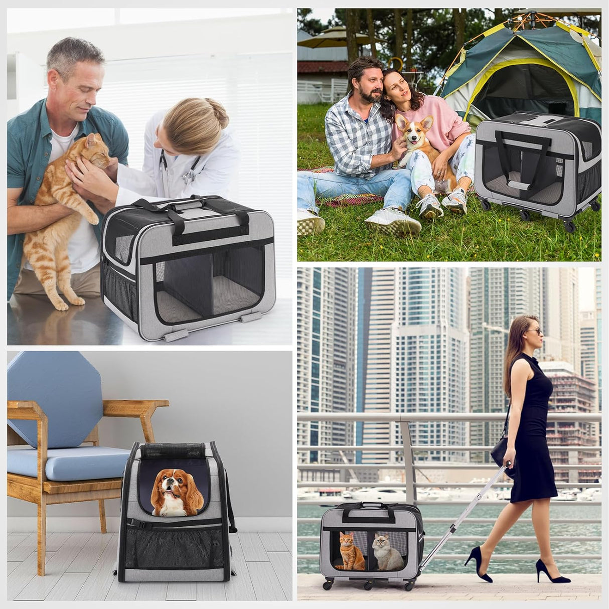 Transportador Doble Extra Grande con Ruedas para Mascotas