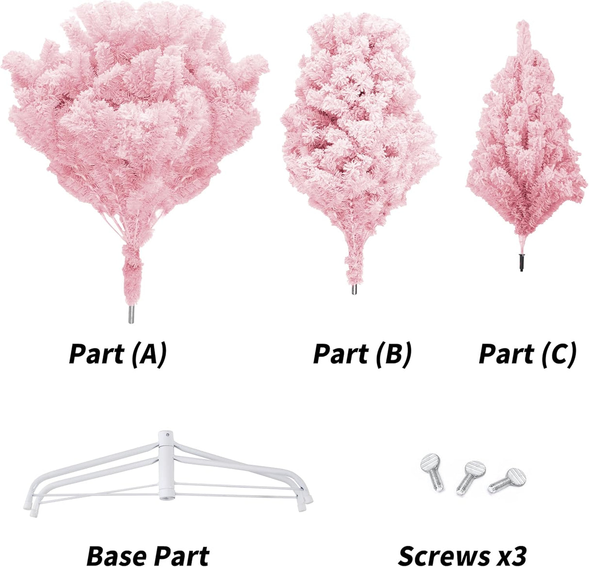 Árbol de Navidad Artificial 7.5FT con Soporte Metálico Flocked Pink