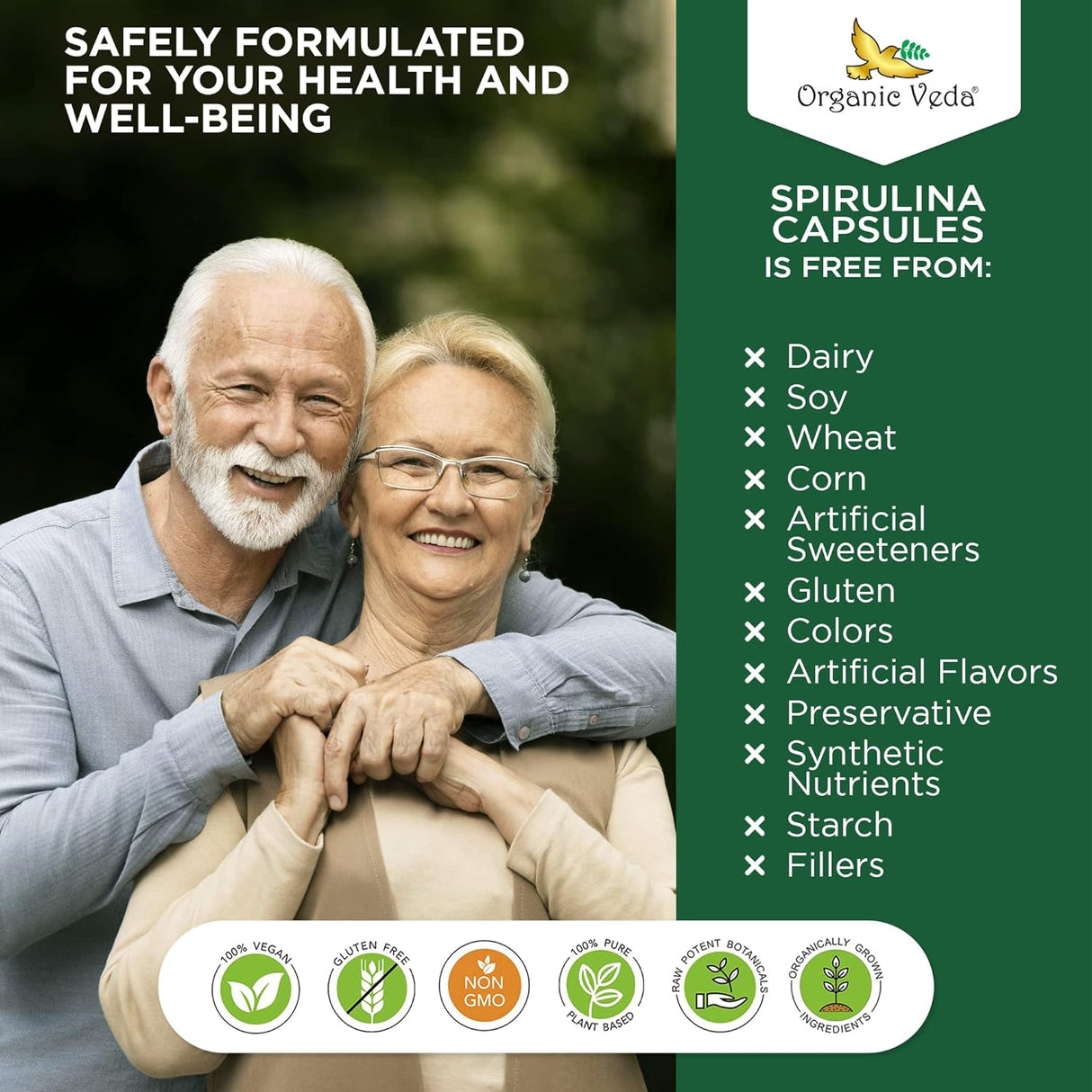Cápsulas de Spirulina Orgánica 1500 mg Suplemento Vegano
