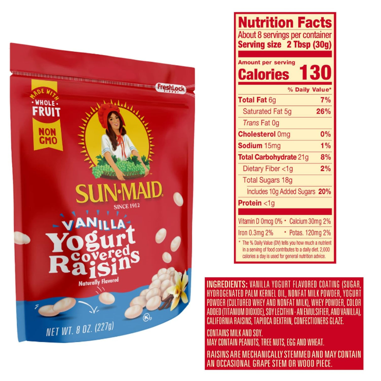 Raisinas Cubiertas de Yogur Sun-Maid - 12 Paquetes de 8 oz