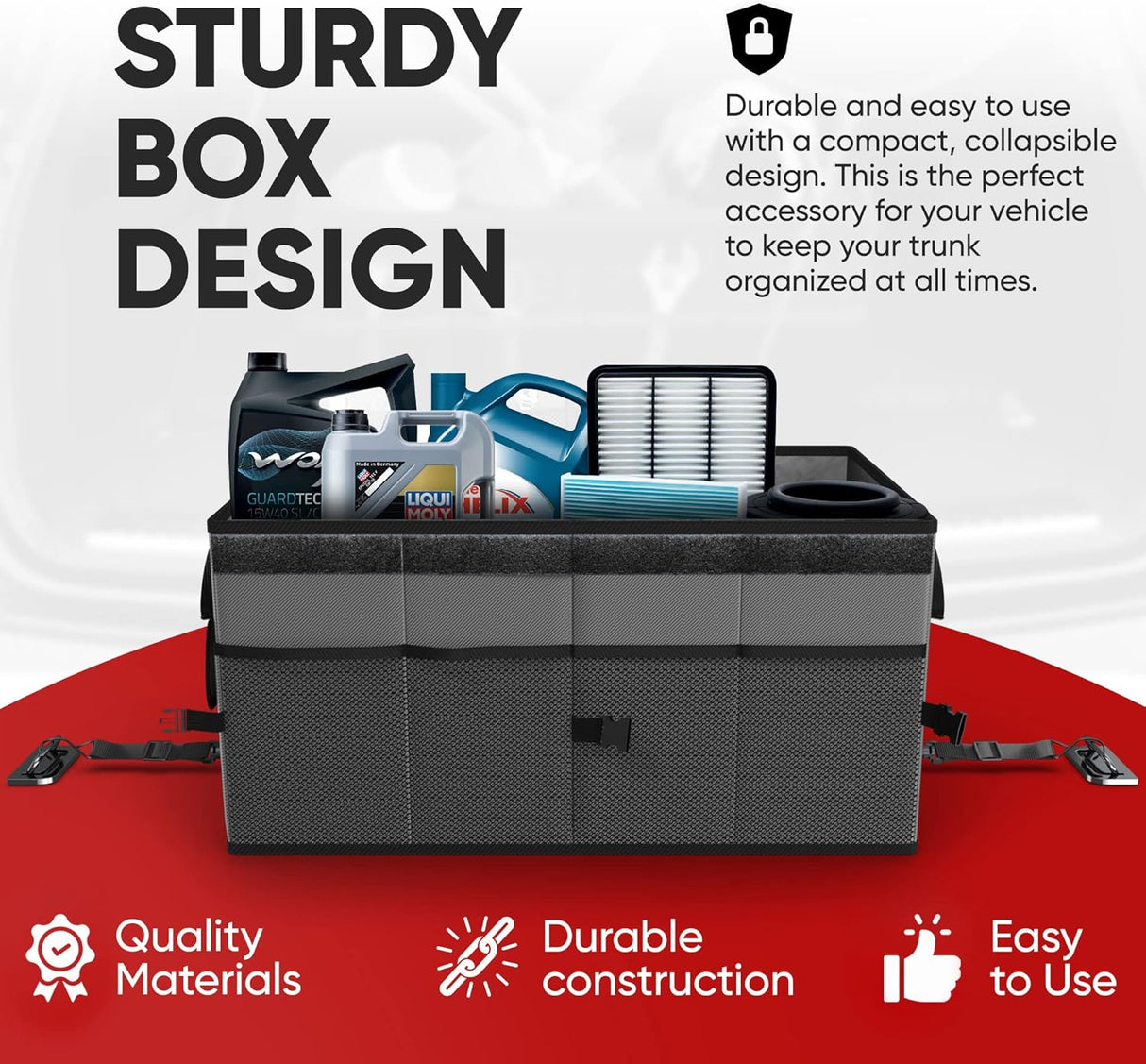 Organizador de Maletero Plegable con Compartimentos Múltiples