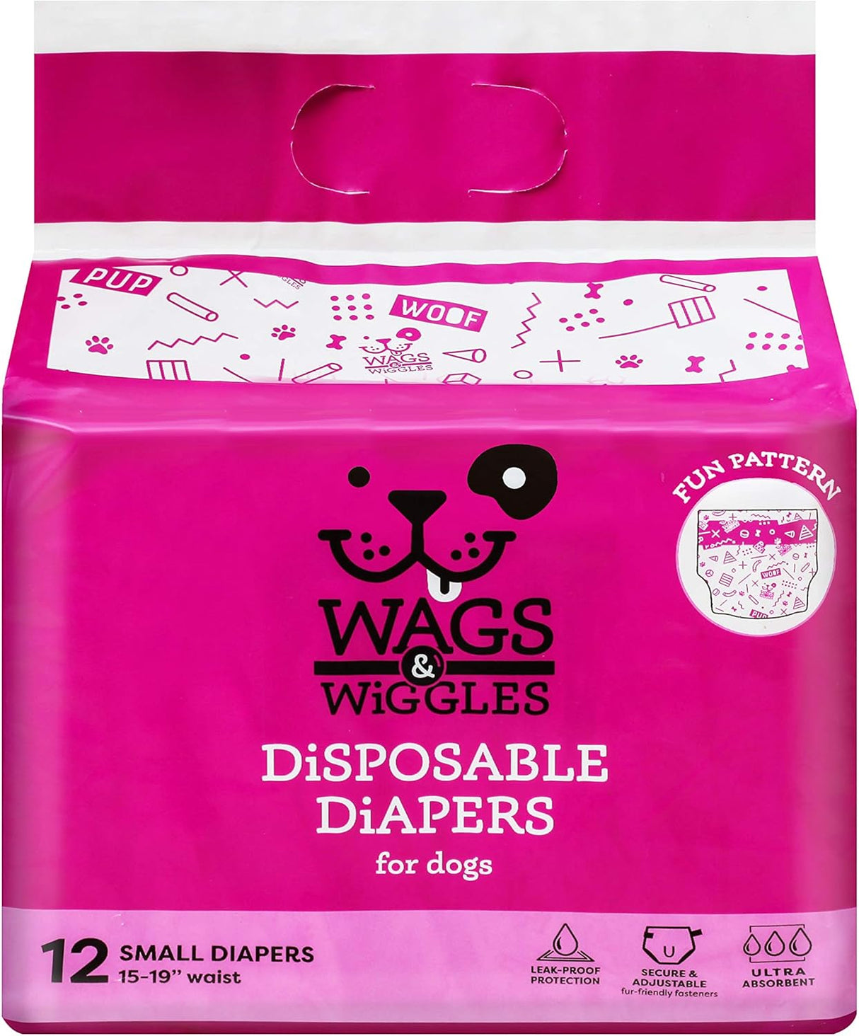 Wags & Wiggles - Pañales desechables para perros hembra y macho, superabsorbentes, disponibles en una variedad de tamaños