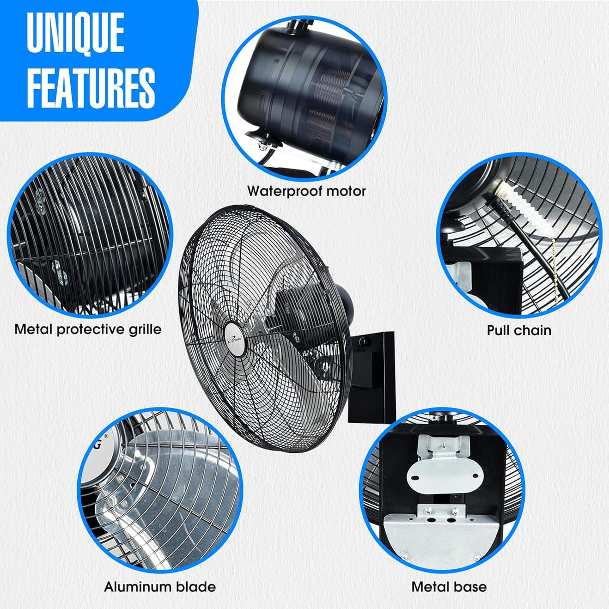 Ventilador Oscilante de Pared 18 iLiving, 4150 CFM, Industrial