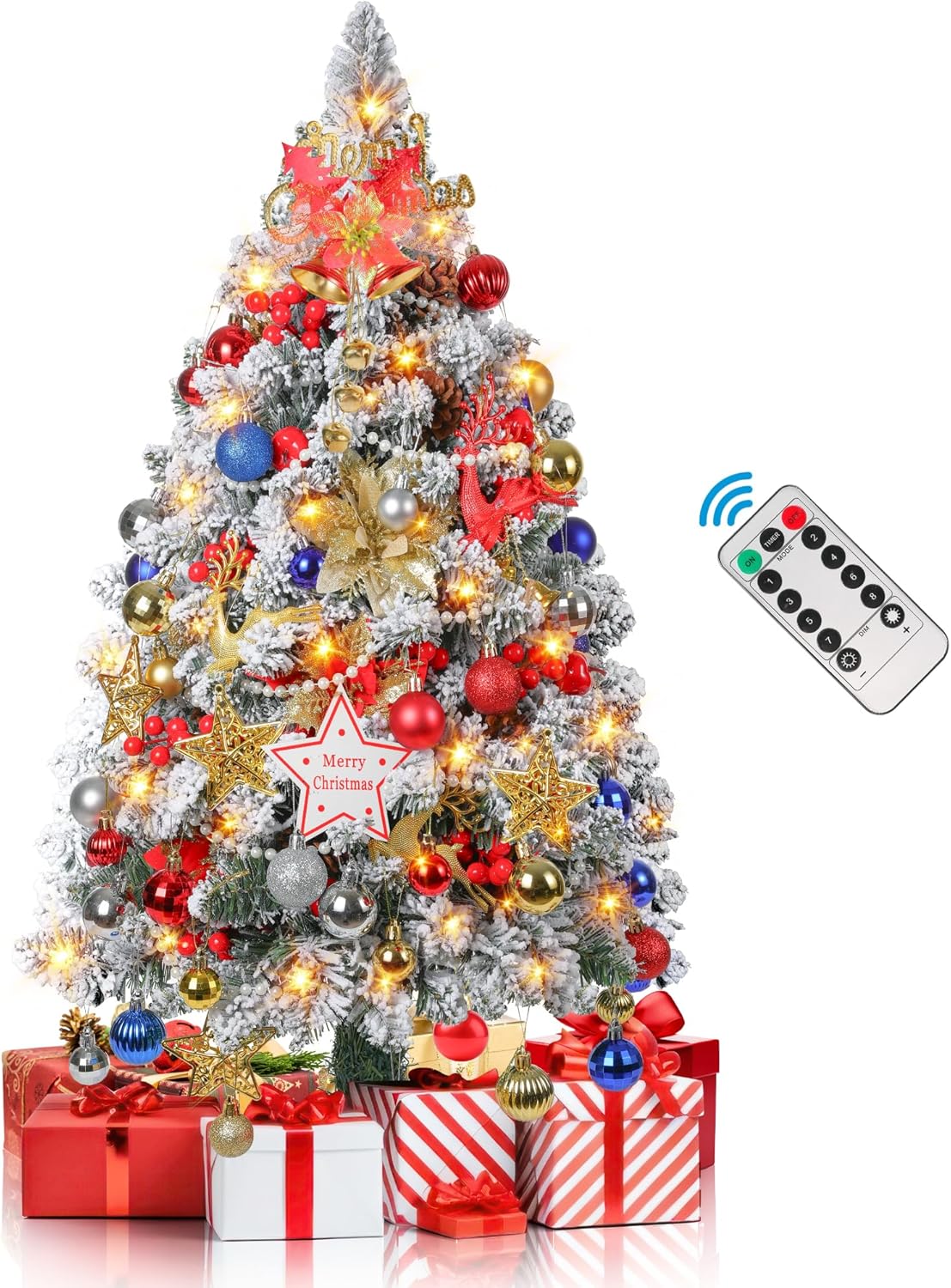 Árbol de Navidad 3FT Mini, 200 Ramas, 80 Luces LED, 108 Adornos