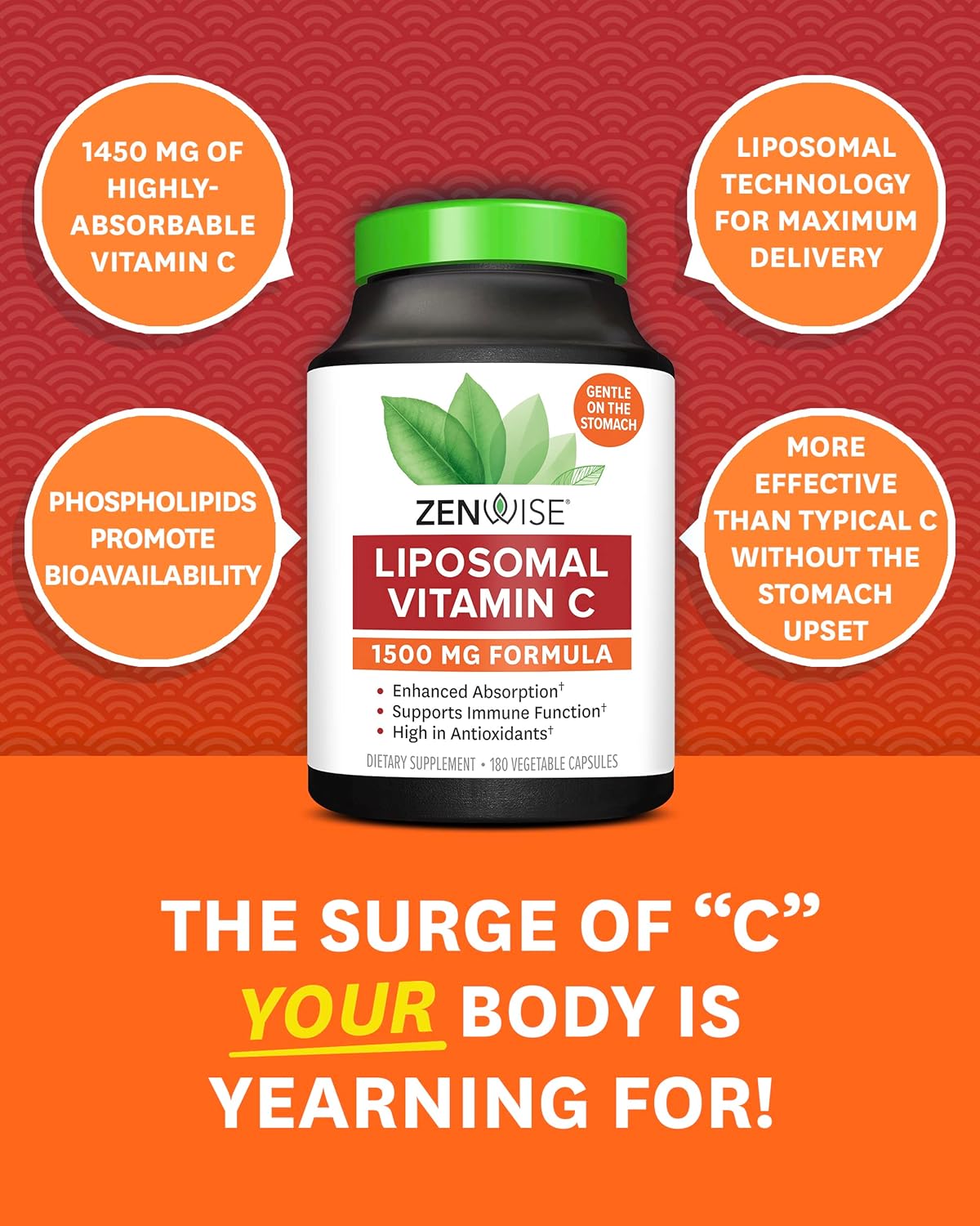 Suplementos Ácido ascórbico liposomal de vitamina C 1000 mg