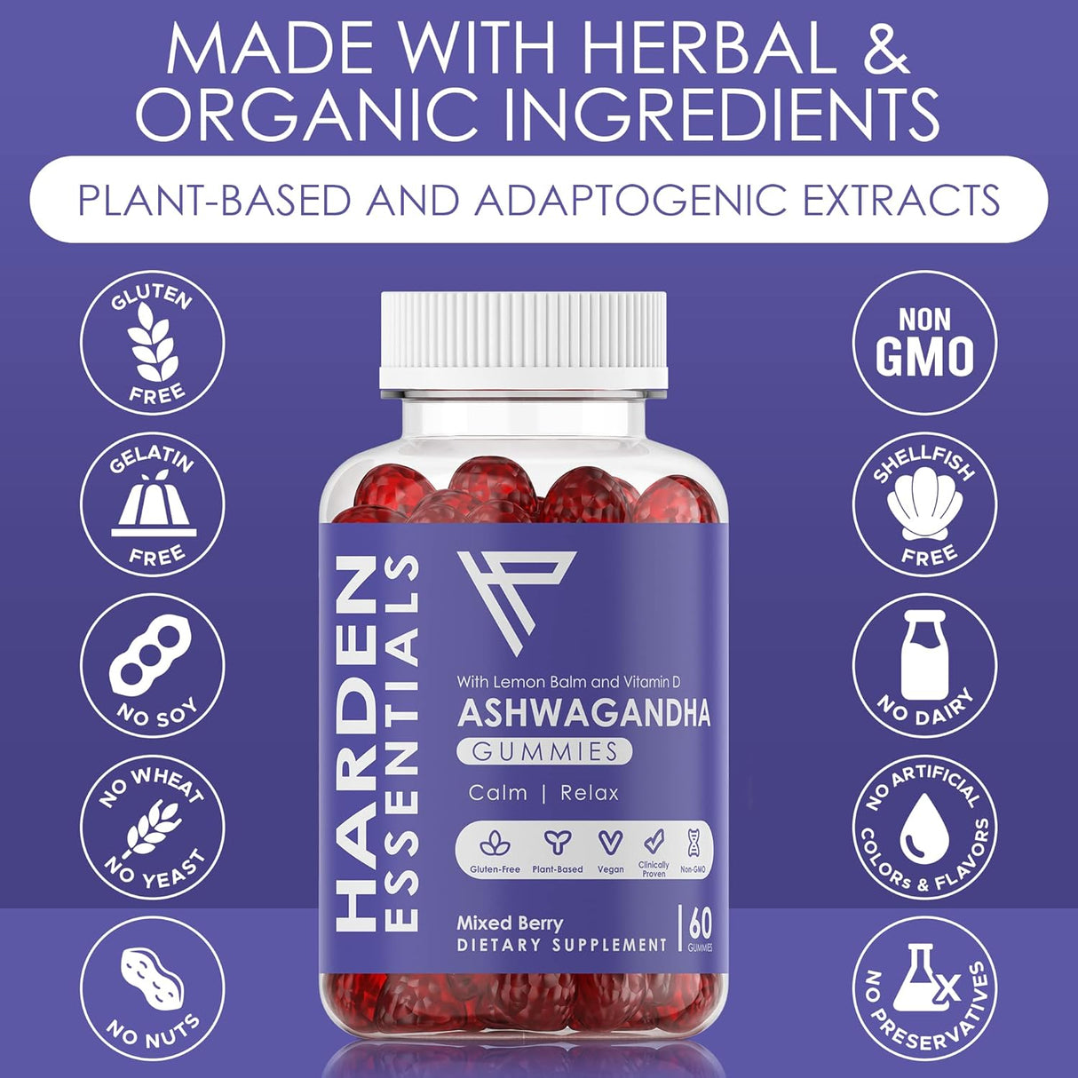 Gomitas KSM-66 Ashwagandha - Vegan, Sin Gluten, 750mg (60)