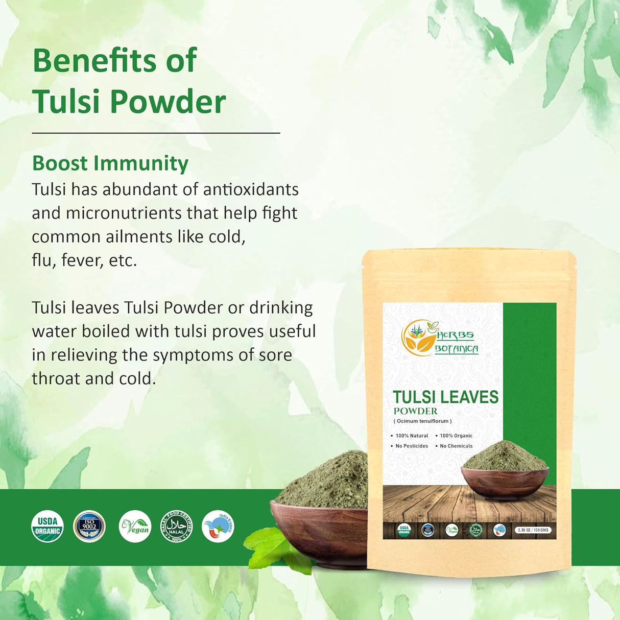 Polvo de Tulsi Orgánico Vitalidad y Bienestar - Ocimum Sanctum