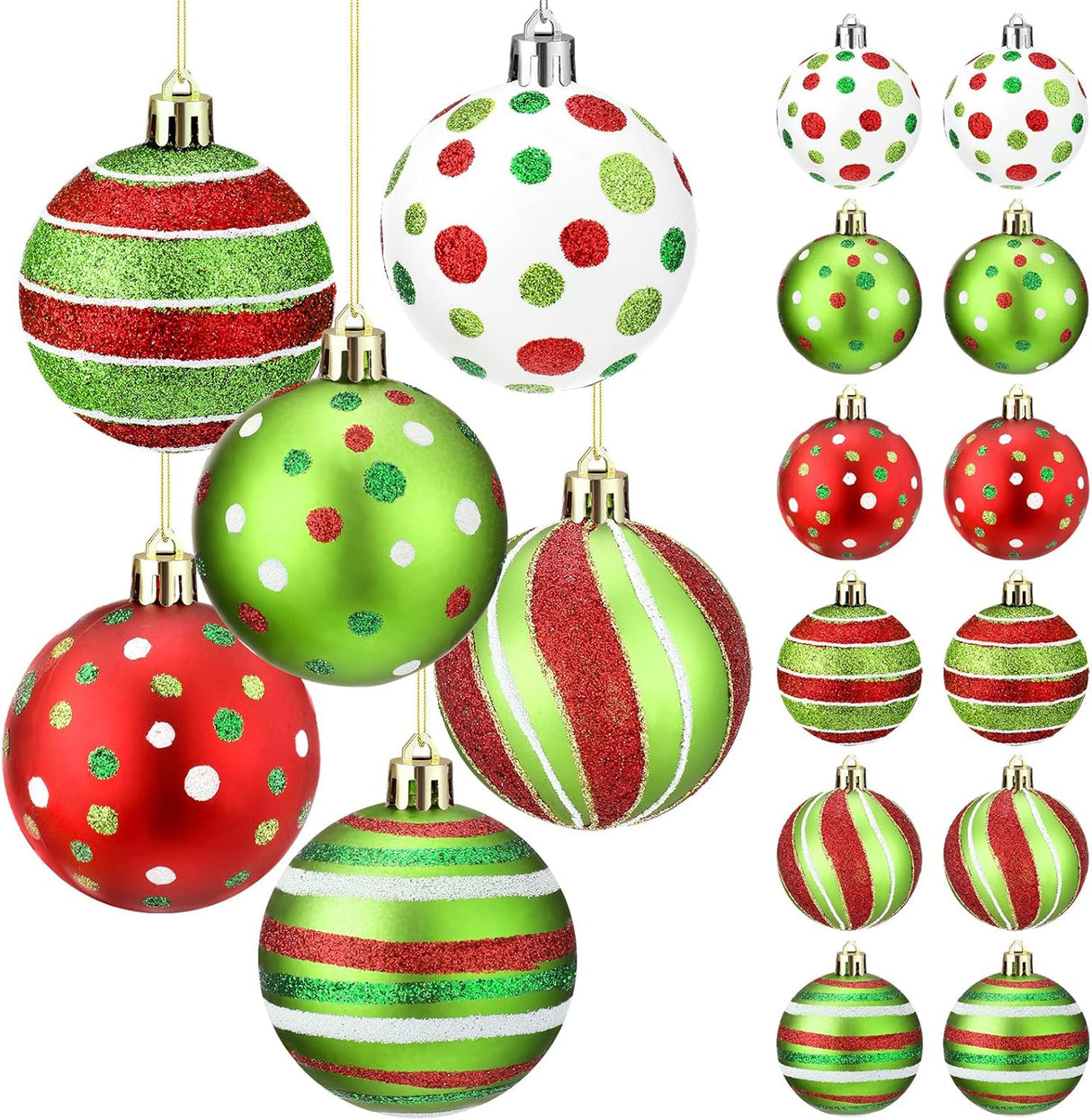 Adornos Navideños 12 Pcs Liliful, Bolas de Plástico Glitter 2.4