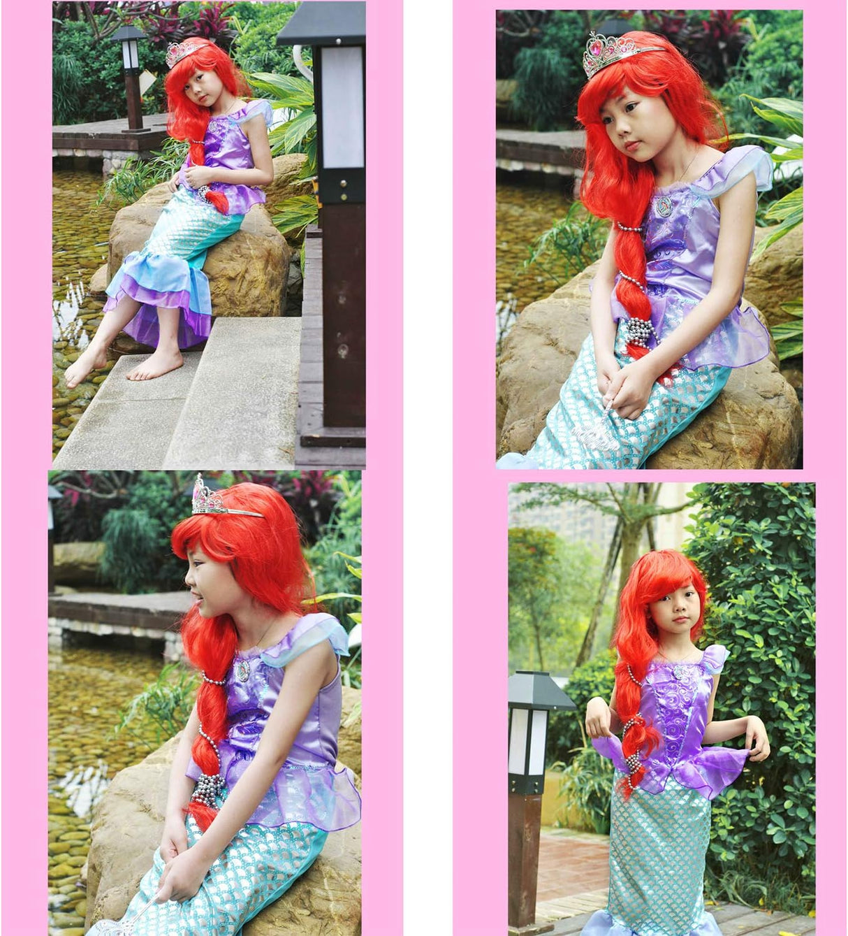 Disfraz de sirena para niñas Joy Join con peluca y corona