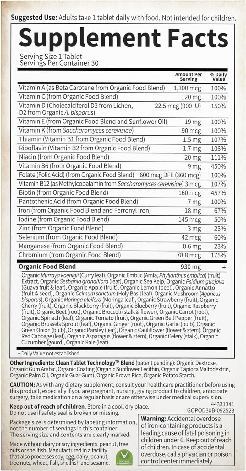 Suplemento Garden of Life mykind Organics prenatales 30 und