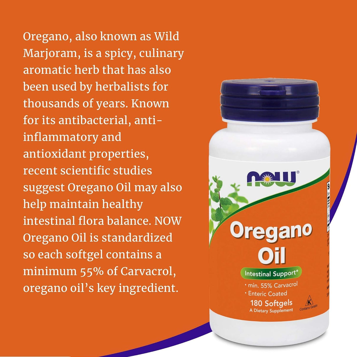 Aceite de Orégano 55% Carvacrol 181mg – 180 Cápsulas Blandas